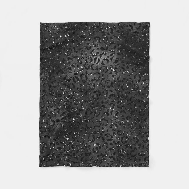 Cute Black Cheetah Leopard Skin Print Pattern Fleece Blanket (Front)