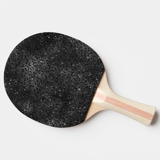 Cute Black Cheetah Leopard Skin Print Pattern Ping Pong Paddle (Side)