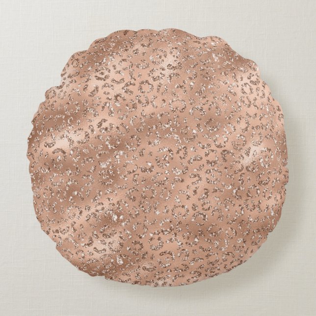 Cute Black Cheetah Leopard Skin Print Pattern Round Cushion (Front)
