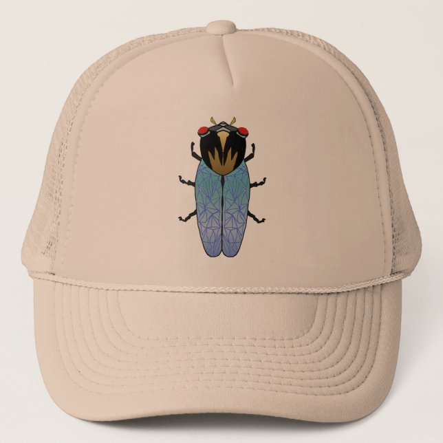 Cute Black Cicada Trucker Hat (Front)