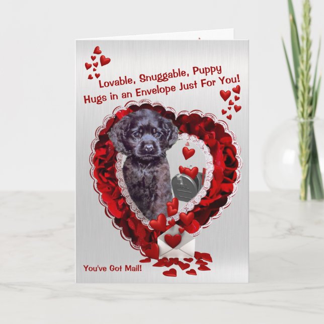 Cute Black Cocker Spaniel Puppy - You've Got Mail! Holiday Card (Front)
