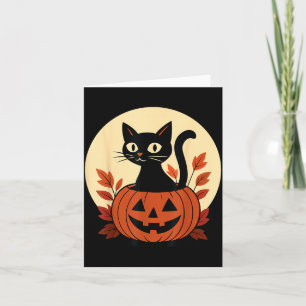 Cute Black Colour Cat And Jack O Lantern Pumpkin Card