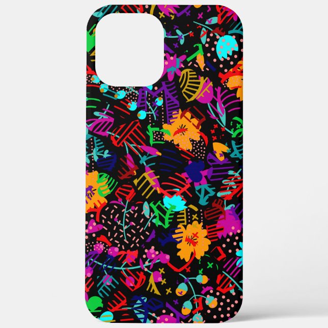 Cute black colourful abstract flowers Case-Mate iPhone case (Back)