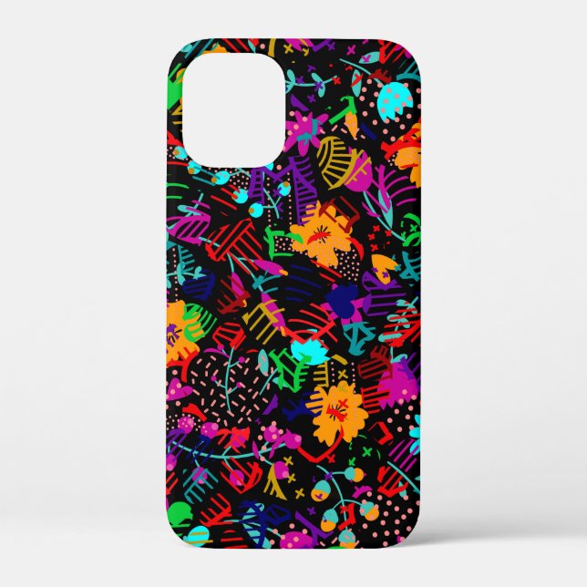 Cute black colourful abstract flowers Case-Mate iPhone case (Back)