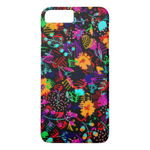 Cute black colourful abstract flowers iPhone 8 plus/7 plus case