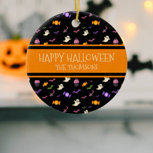 Cute Black Colourful Magical Happy Halloween Ceramic Ornament
