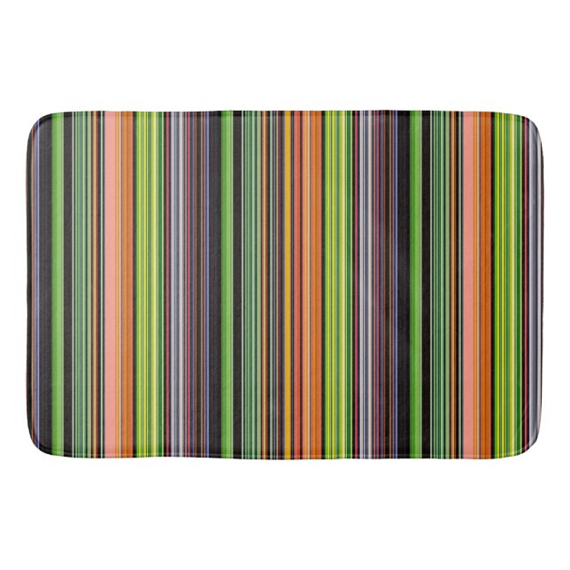 Cute black colourful stripes bath mat (Front)