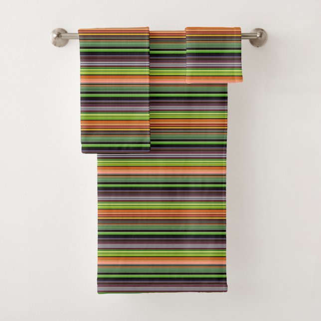 Cute black colourful stripes bath towel set (Insitu)