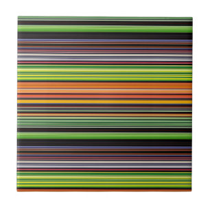 Cute black colourful stripes ceramic tile