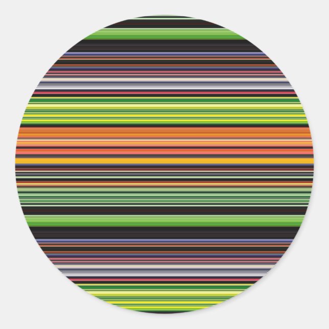 Cute black colourful stripes classic round sticker (Front)