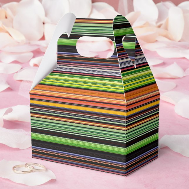 Cute black colourful stripes favour box (Wedding)