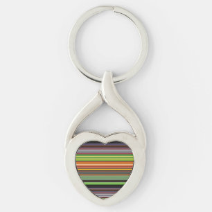 Cute black colourful stripes key ring
