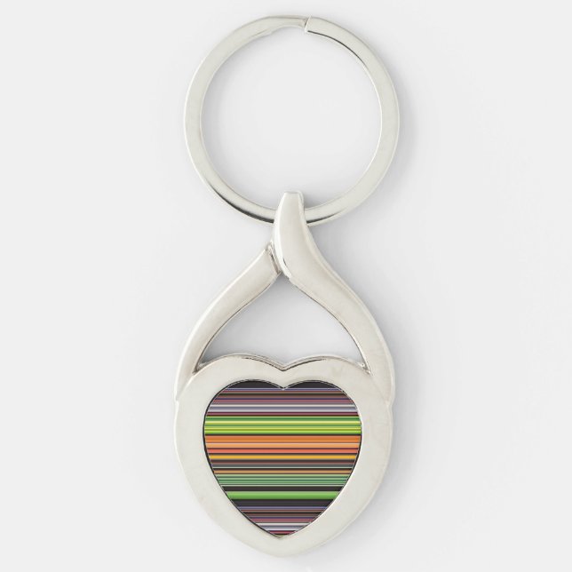 Cute black colourful stripes key ring (Front)
