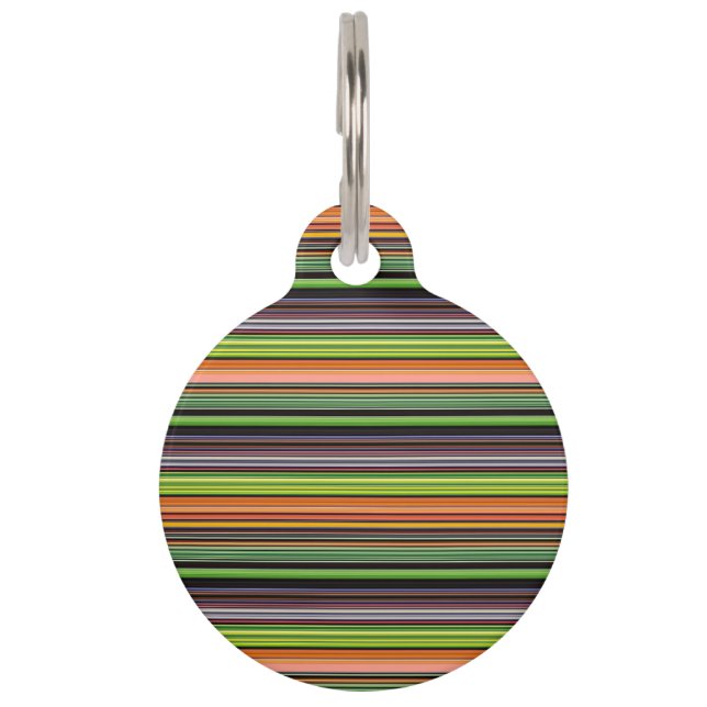 Cute black colourful stripes pet tag (Front)