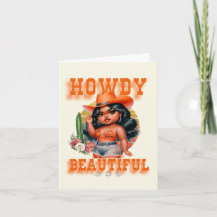 Cute Black Cowgirl Howdy Beautiful Note Card