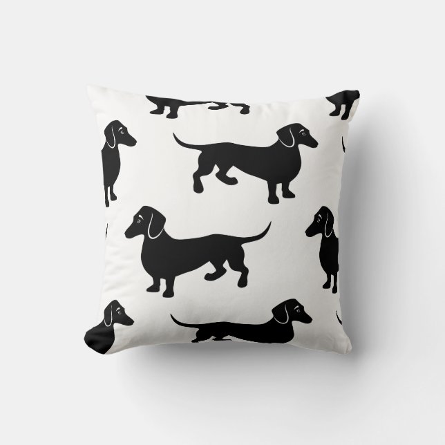 Cute Black Dachshund Pattern Cushion (Front)