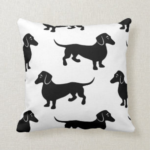 Cute Black Dachshund Pattern Cushion