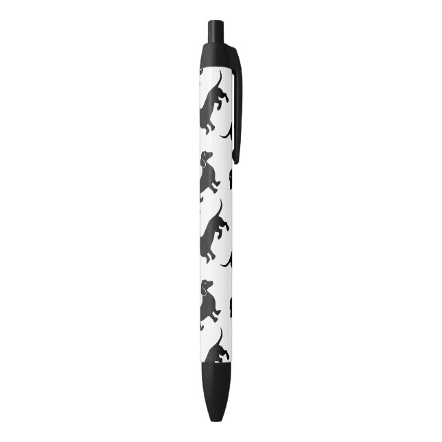 Cute Black Dachshund Pattern Ink Pen (Bottom (Vertical))
