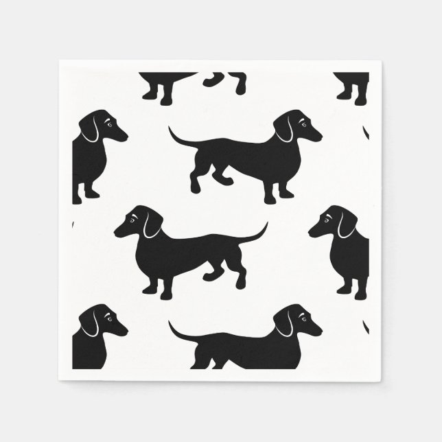 Cute Black Dachshund Pattern Napkin (Front)