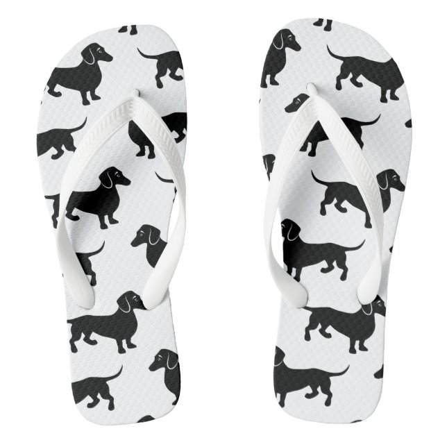 Cute Black Dachshund Pattern Thongs (Footbed)