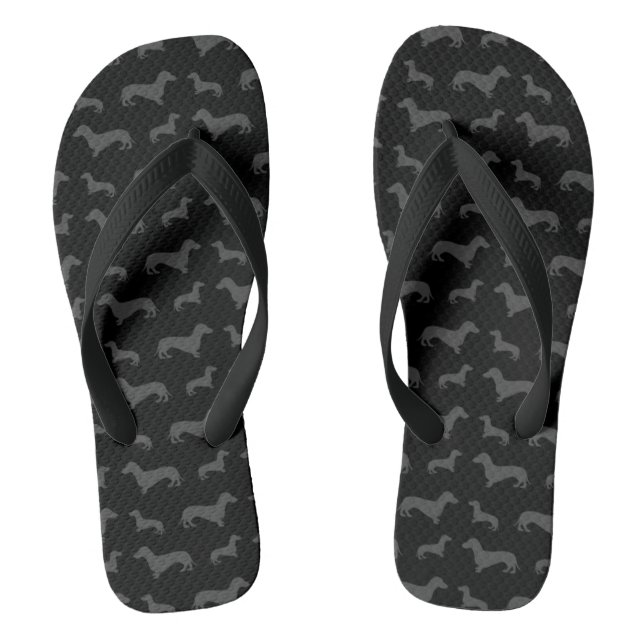 Cute black dachshund pattern thongs (Footbed)