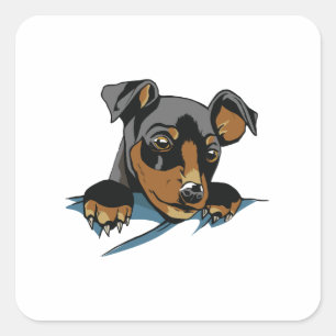 Cute Black Dachshund Puppy Design Square Sticker
