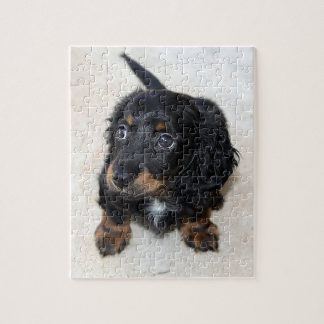 Cute black Dachshund Puppy Dog  Jigsaw Puzzle (Vertical)