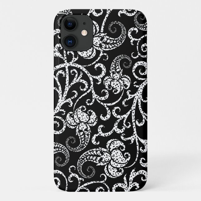 Cute black dalmatian flowers background design Case-Mate iPhone case (Back)