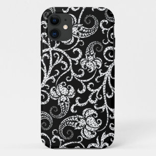 Cute black dalmatian flowers background design iPhone 11 case