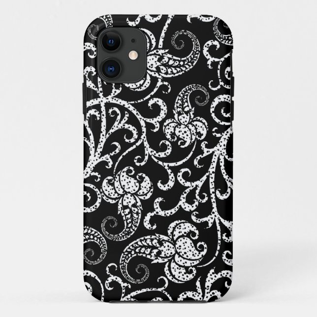 Cute black dalmatian  flowers background design Case-Mate iPhone case (Back)