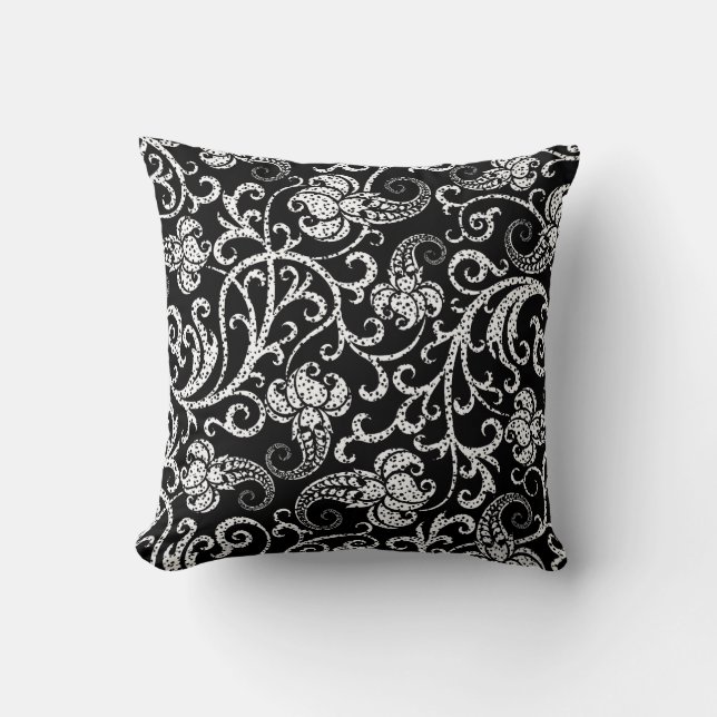 Cute black dalmatian flowers background design cushion (Front)