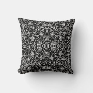 Cute black dalmatian flowers background design cushion