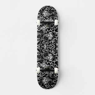 Cute black dalmatian flowers background design lum skateboard