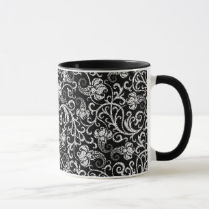 Cute black dalmatian  flowers background design mug