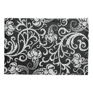 Cute black dalmatian flowers background design pillowcase