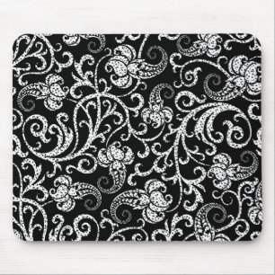 Cute black dalmatian flowers design mouse pad