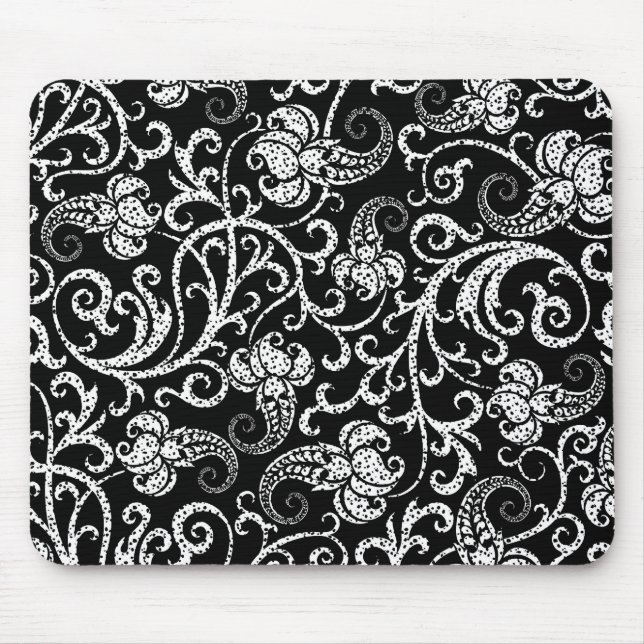 Cute black dalmatian flowers design mouse pad (Front)