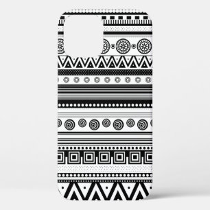 Cute black decorative aztec texture iPhone 12 pro case