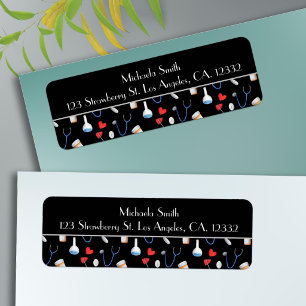 Cute Black Doctor Medical Equipment Return Address Label