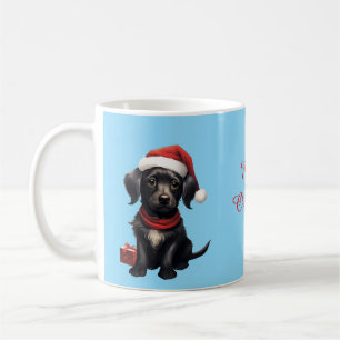 Cute Black Dog at Christmas Coffee Mug