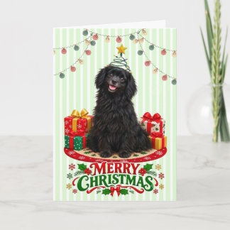 Cute Black Dog Christmas Greeting Card