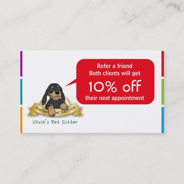 Cute Black Dog Referral Card (Front)