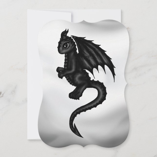 cute black Dragon invitation (Front)