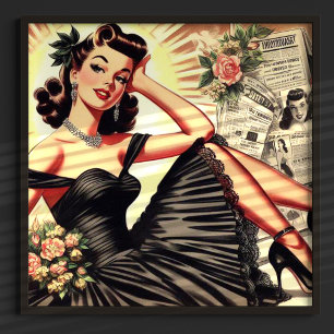 Cute Black Dress Pin-up Poster