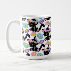 CUTE BLACK EASTER KITTEN WITH EASTER EGGS COFFEE MUG