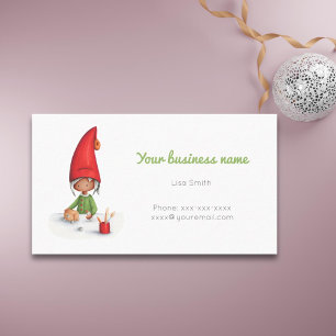 Cute Black Elf Toy Store Christmas Holiday Business Card