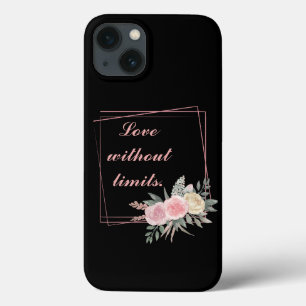 Cute Black Flowers, Love a quote iPhone 13 Case