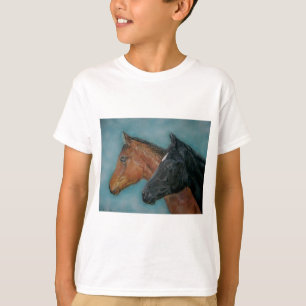 cute black foal chestnut brown foal colt horses T-Shirt