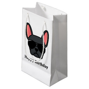 Cute Black French Bulldog Face Small Gift Bag
