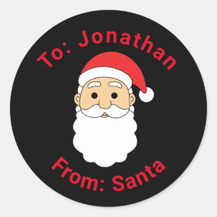 Cute Black From Santa Custom Name Family Christmas Classic Round Sticker